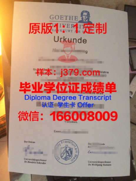 法兰克福大学毕业证图片University Frankfurt Diploma