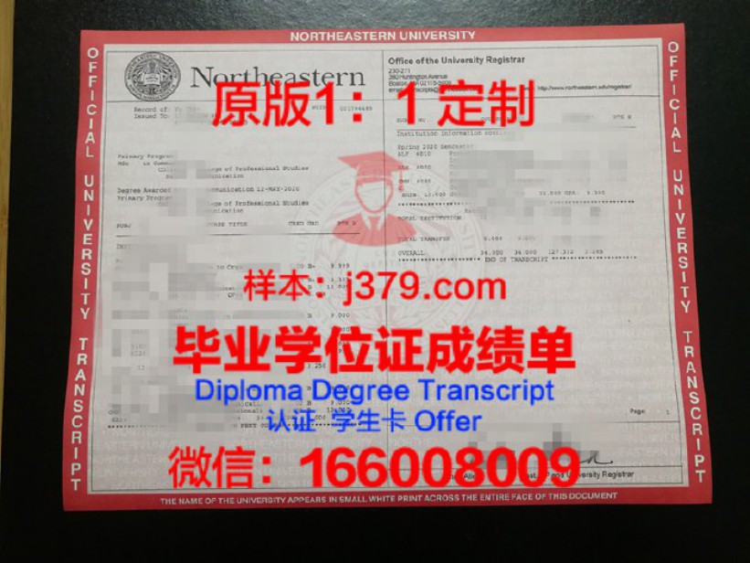 东北大学（国际学生信息）毕业证图片Northeastern University (International Student Inf Diploma