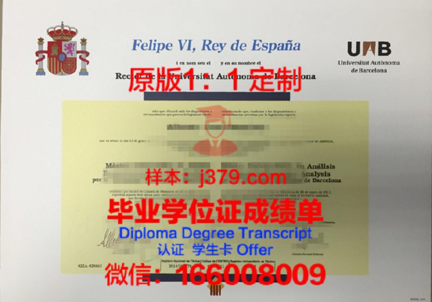 巴塞罗那大学毕业证图片Universitat de Barcelona Diploma