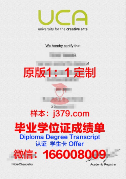 创意艺术大学 毕业证图片University for Creative Arts Diploma